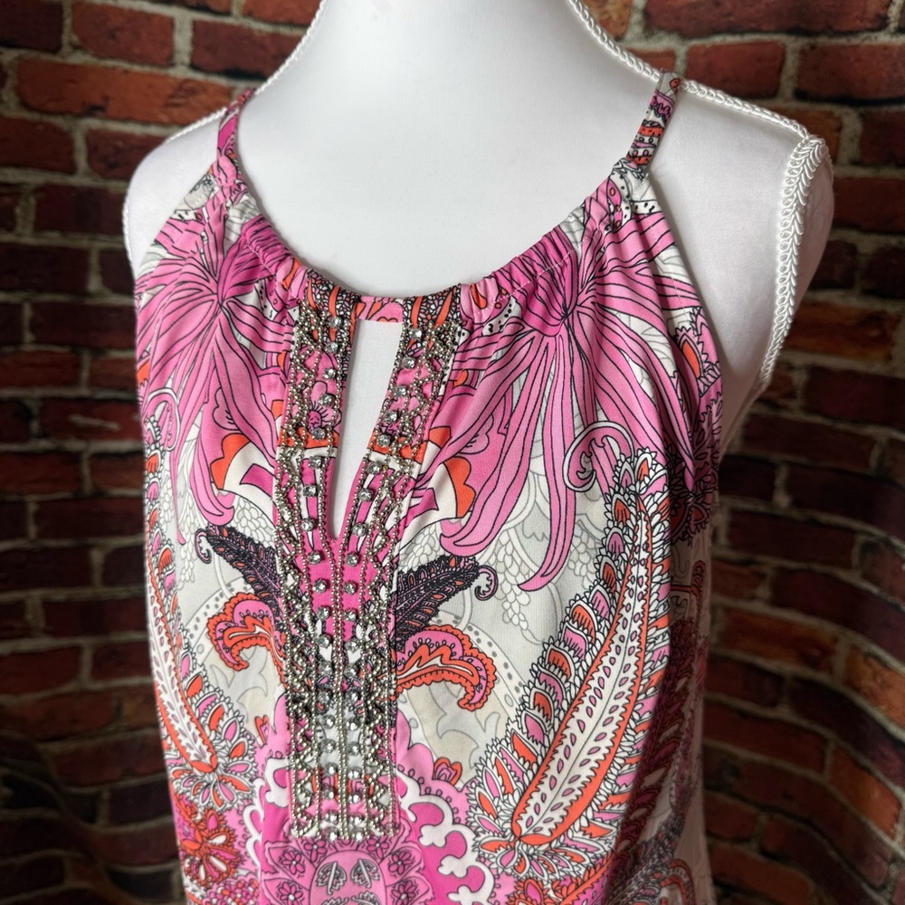 Pink and White Paisley Sleeveless dress